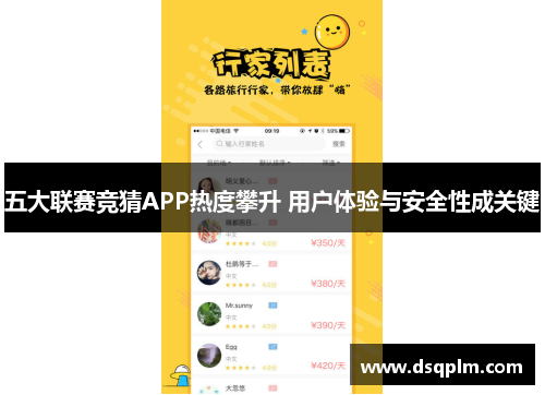 五大联赛竞猜APP热度攀升 用户体验与安全性成关键