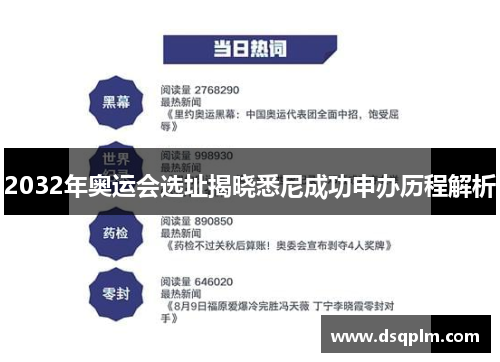 2032年奥运会选址揭晓悉尼成功申办历程解析