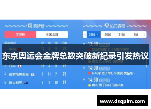 东京奥运会金牌总数突破新纪录引发热议